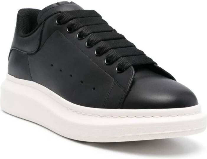 alexander mcqueen Zwarte Leren Sneaker met Logodetails Black Heren