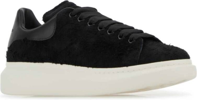 alexander mcqueen Zwarte Leren Sneakers met Hak Black Heren