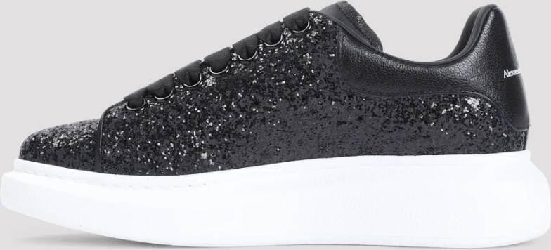 alexander mcqueen Zwarte Leren Sneakers met Strass Black Dames