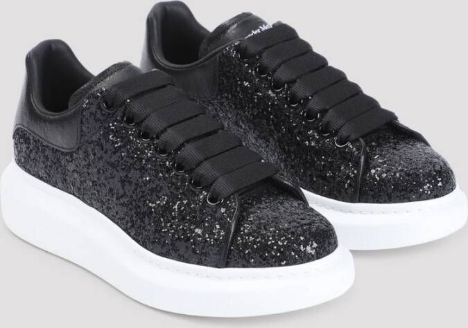 alexander mcqueen Zwarte Leren Sneakers met Strass Black Dames