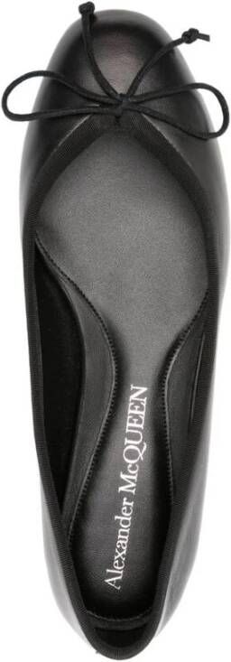 alexander mcqueen Zwarte Leren Strikdetails Instapschoenen Black Dames