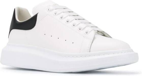 alexander mcqueen Zwarte Oversize Leren Sneakers met Witte Hiel Black Heren