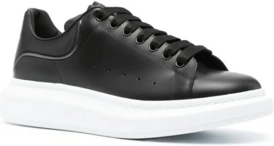 alexander mcqueen Zwarte Oversized Leren Sneakers Black Heren