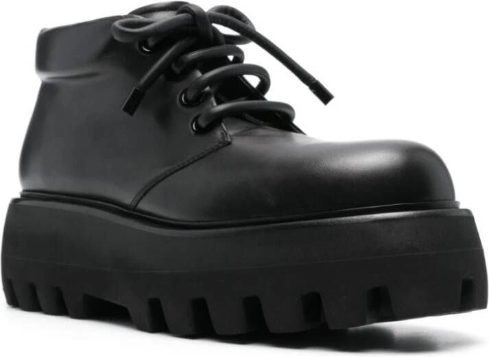 alexander mcqueen Zwarte platte schoenen met veters enkellengte Black Heren