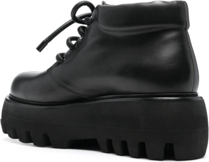 alexander mcqueen Zwarte platte schoenen met veters enkellengte Black Heren