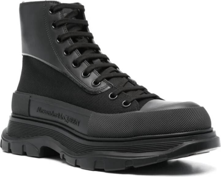 alexander mcqueen Zwarte Veterschoenen met Rubberen Zool Black Heren