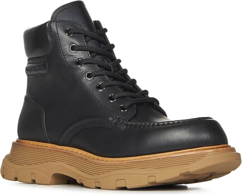 alexander mcqueen Zwarte Veterschoenen van Leer Black Heren