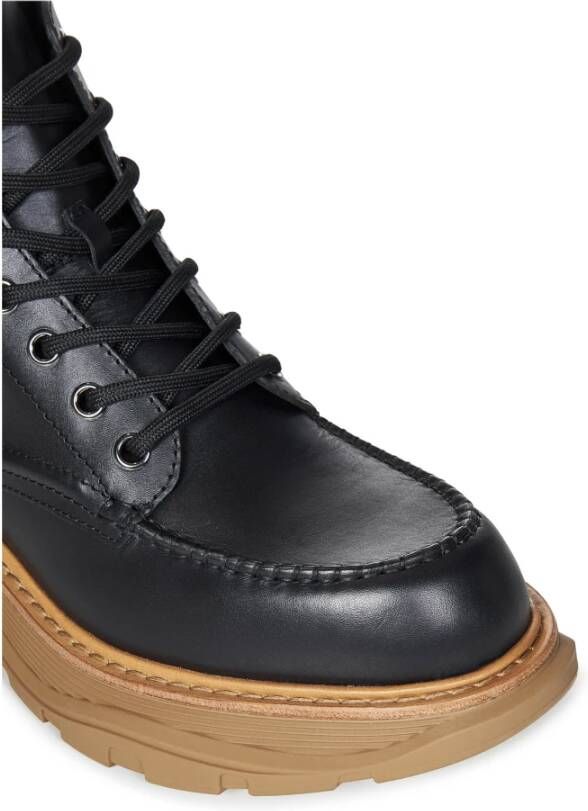 alexander mcqueen Zwarte Veterschoenen van Leer Black Heren