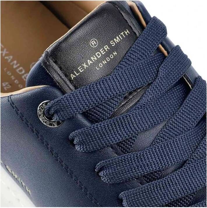 Alexander Smith Blauwe Leren Veterschoenen met Gouden Logo Blauw Heren