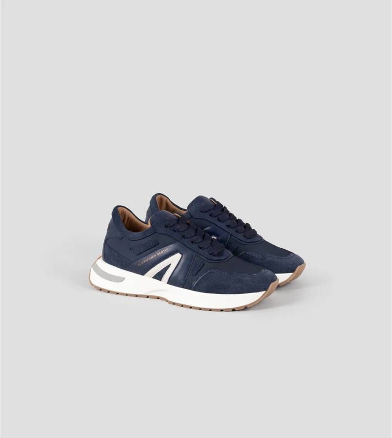 Alexander Smith Blauwe Runner Sneakers met Brede Veters Blue Heren