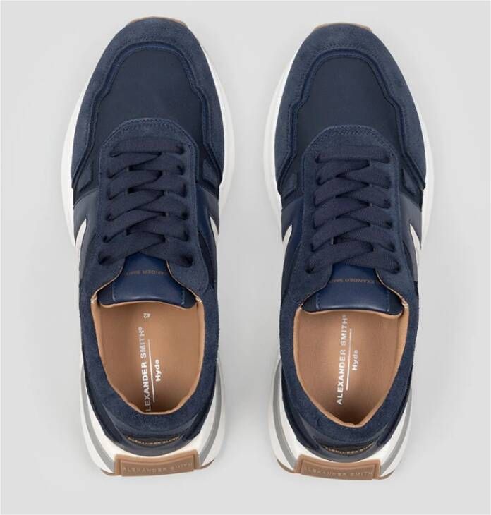 Alexander Smith Blauwe Runner Sneakers met Brede Veters Blue Heren