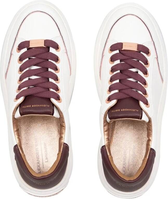 Alexander Smith Bordeaux Leren Sneakers met Plateauzool White Dames