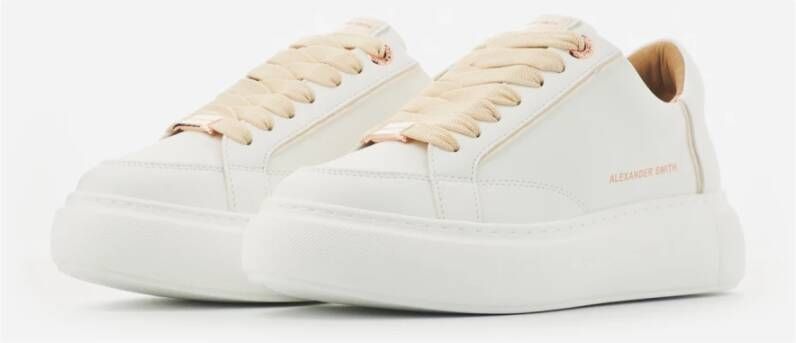 Alexander Smith Eco-Greenwich Vegan Sneakers Roomkleurige Stiksels White Dames