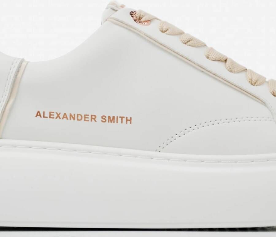 Alexander Smith Eco-Greenwich Vegan Sneakers Roomkleurige Stiksels White Dames