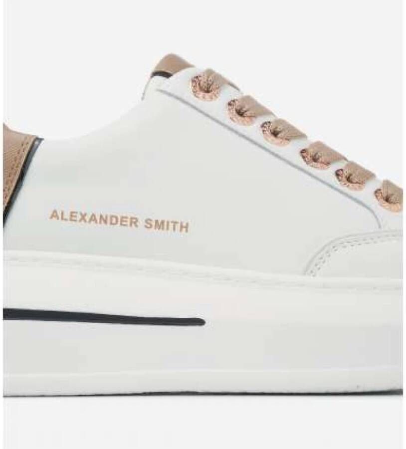 Alexander Smith Lancaster Gate Wit en Camel Leren Sneakers Wit Dames