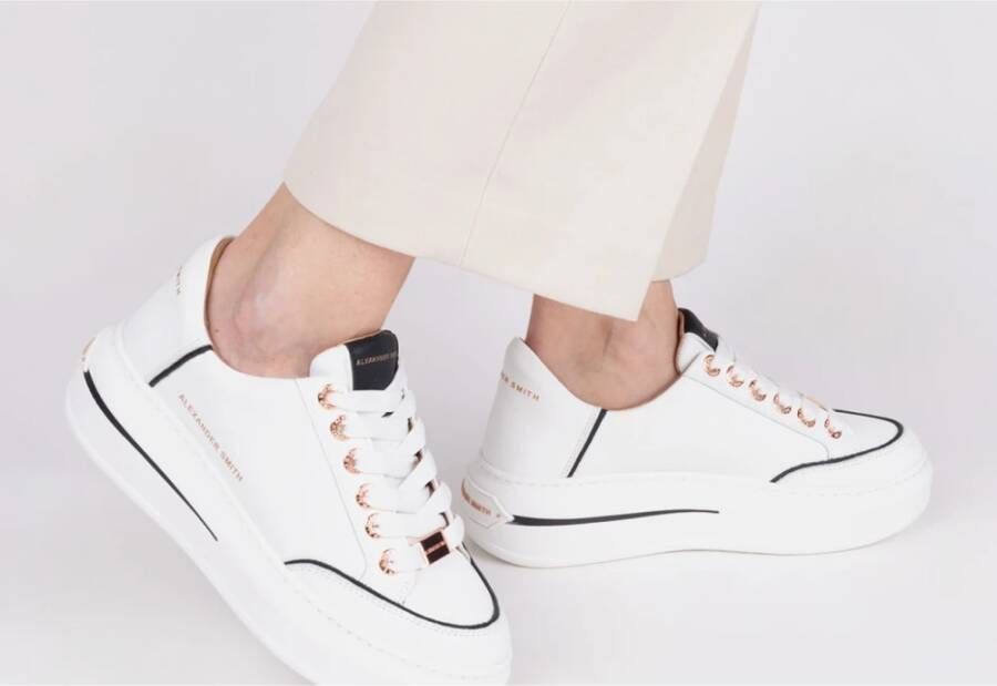 Alexander Smith Lancaster Woman White Black Sneakers White Dames