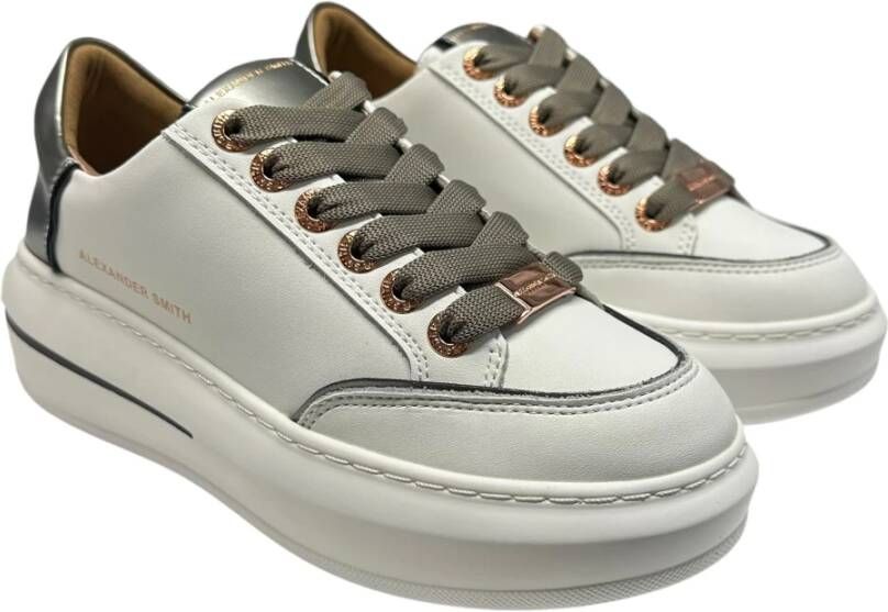 Alexander Smith Leren Sneaker met Logo Detail White Dames