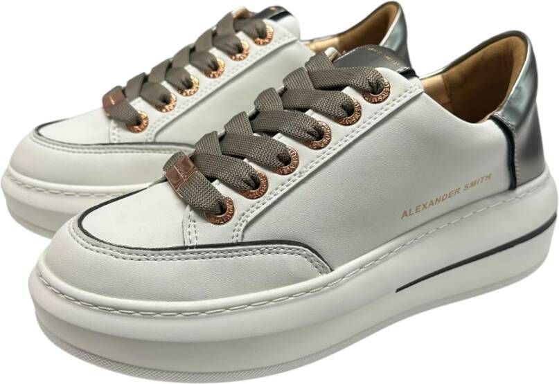 Alexander Smith Leren Sneaker met Logo Detail White Dames