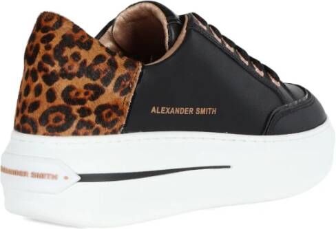 Alexander Smith Leren Sneakers met Contrast Inzetstukken Black Dames