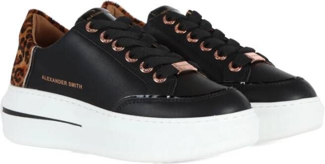 Alexander Smith Leren Sneakers met Contrast Inzetstukken Black Dames