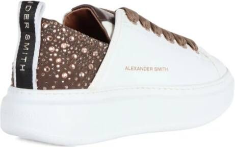 Alexander Smith Leren Sneakers met Strass Versieringen White Dames