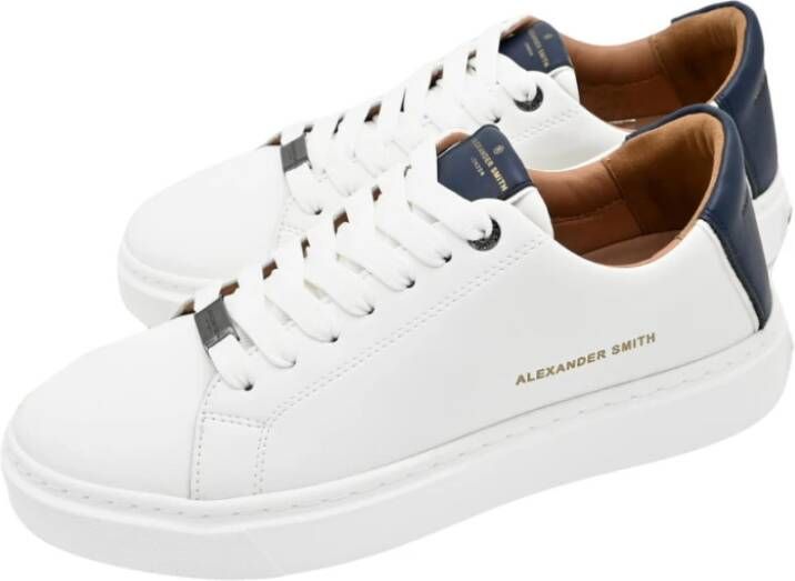 Alexander Smith London White Blue Sneakers White Heren