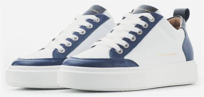 Alexander Smith Luxe Blauw Wit Street Style Sneakers Blue Heren