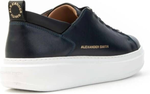 Alexander Smith Platform Sneakers Leren Zool Italië Blue Heren