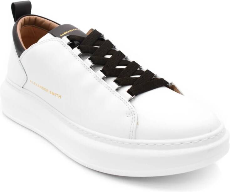 Alexander Smith Witte Sneakers met Leren Voering en Rubberen Zool Wit Heren