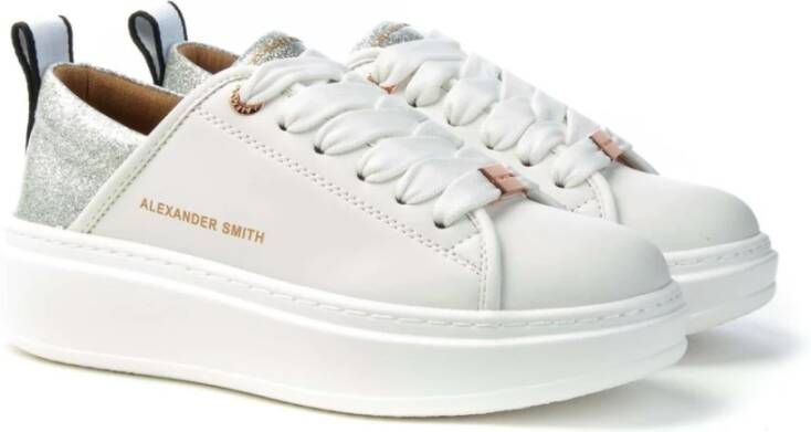 Alexander Smith Wembley Groene Sneakers met Zilveren Details White Dames