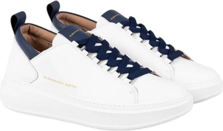 Alexander Smith Wembley Wit Blauw Leren Sneakers White Heren