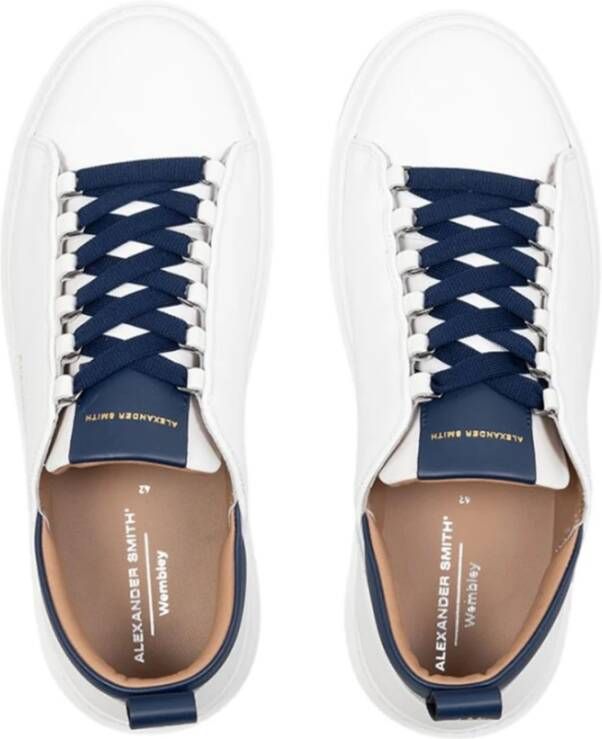 Alexander Smith Wembley Wit Blauw Leren Sneakers White Heren