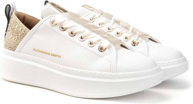 Alexander Smith Wembley Wit Goud Strass Sneakers White Dames
