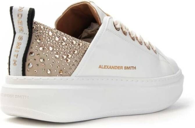 Alexander Smith Wembley Wit Goud Strass Sneakers White Dames