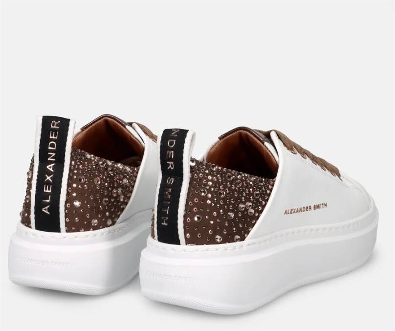 Alexander Smith Wembley Witte Leren Sneakers met Strass White Dames