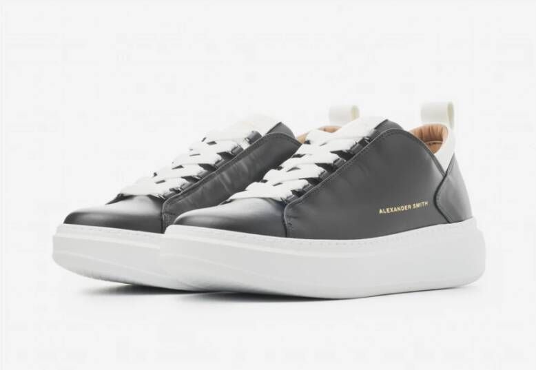 Alexander Smith Wembley Zwart Wit Leren Sneakers Black Heren