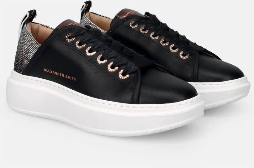 Alexander Smith Wembley Zwarte Leren Sneakers Black Dames