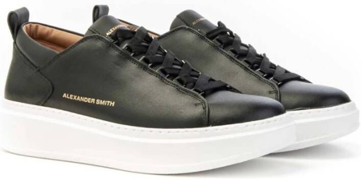 Alexander Smith Wembley Zwarte Leren Sneakers Mannen Black Heren