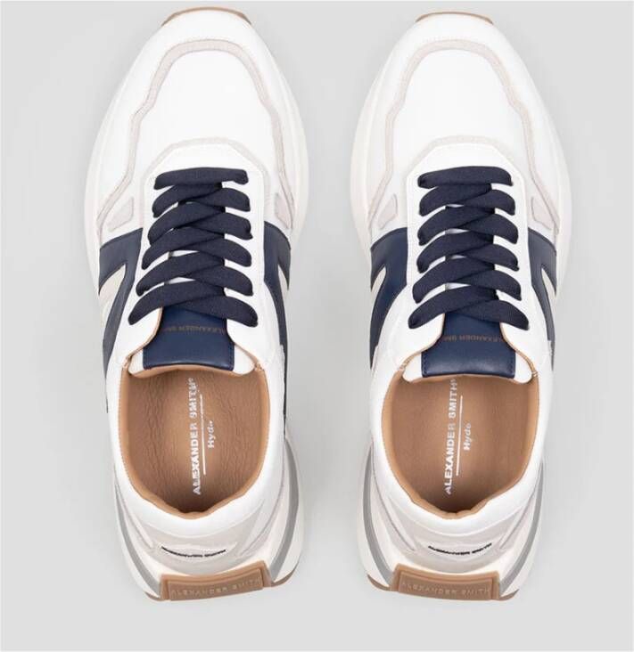 Alexander Smith Wit Blauw Runner Sneakers White Heren