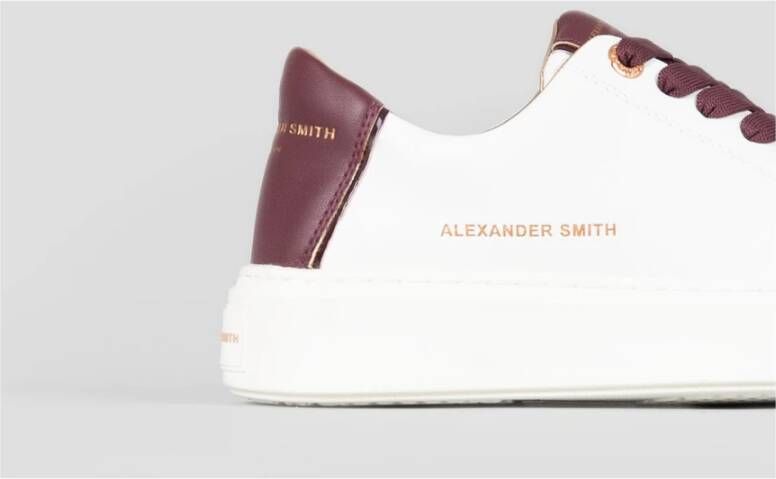 Alexander Smith Wit Bordeaux Leren Sneakers White Dames