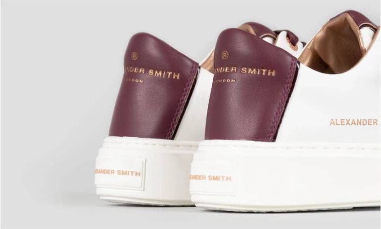 Alexander Smith Wit Bordeaux Leren Sneakers White Dames