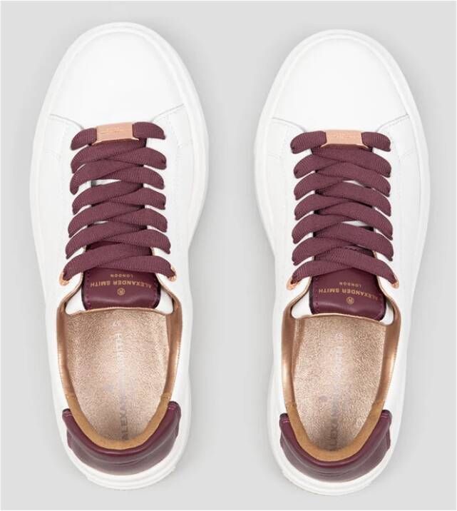 Alexander Smith Wit Bordeaux Leren Sneakers White Dames