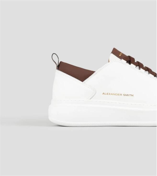 Alexander Smith Wit-Bruin Leren Sneakers Wembley Stijl White Heren