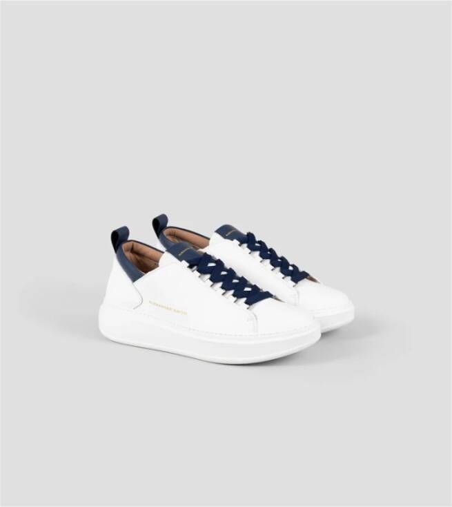 Alexander Smith Witte-blauwe leren sneakers Wembley stijl White Heren