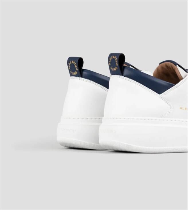 Alexander Smith Witte-blauwe leren sneakers Wembley stijl White Heren