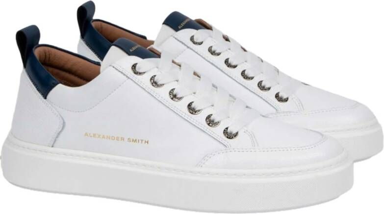 Alexander Smith Witte en Blauwe Bond Sneakers White Heren