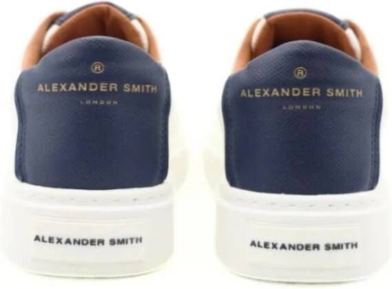 Alexander Smith Witte Sneakers met Blauwe Leren Accenten White Heren