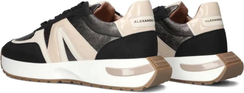 Alexander Smith Zwarte leren lage sneakers met gouden panelen Multicolor Dames