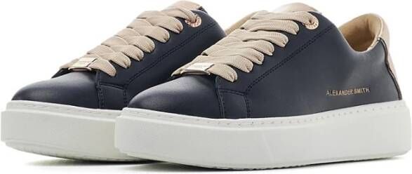 Alexander Smith Zwarte leren vetersneakers met koperen accenten Zwart Heren