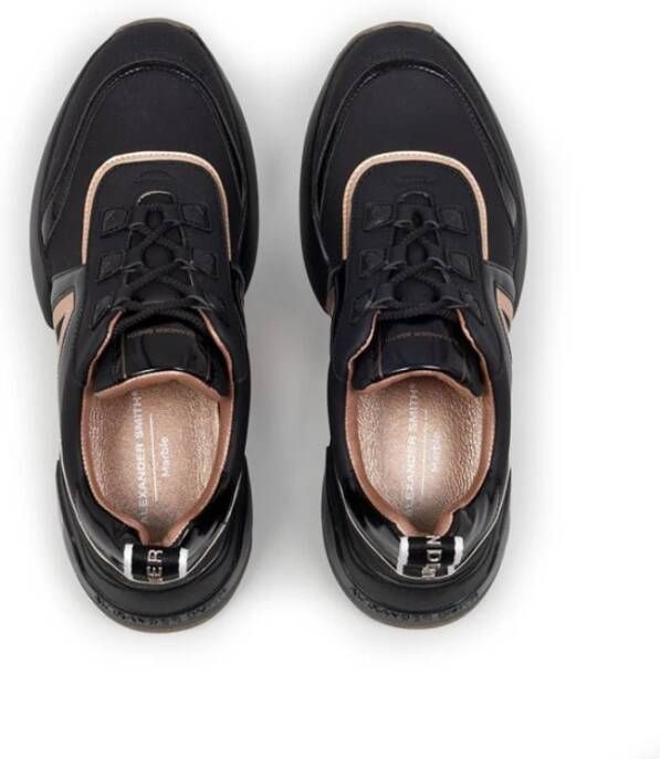 Alexander Smith Zwarte Plateau Sneakers met Gouden Details Black Dames